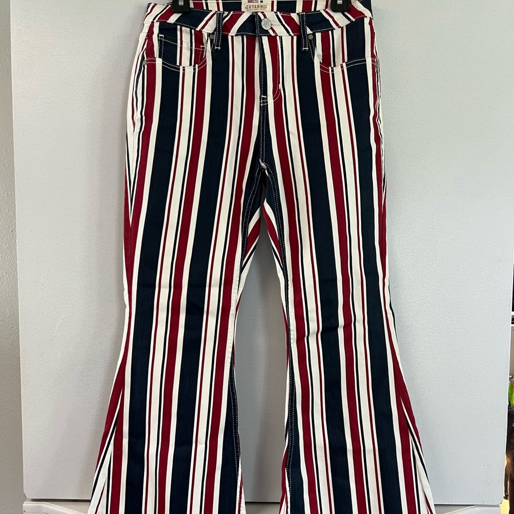 Striped Flare Bottom Jeans